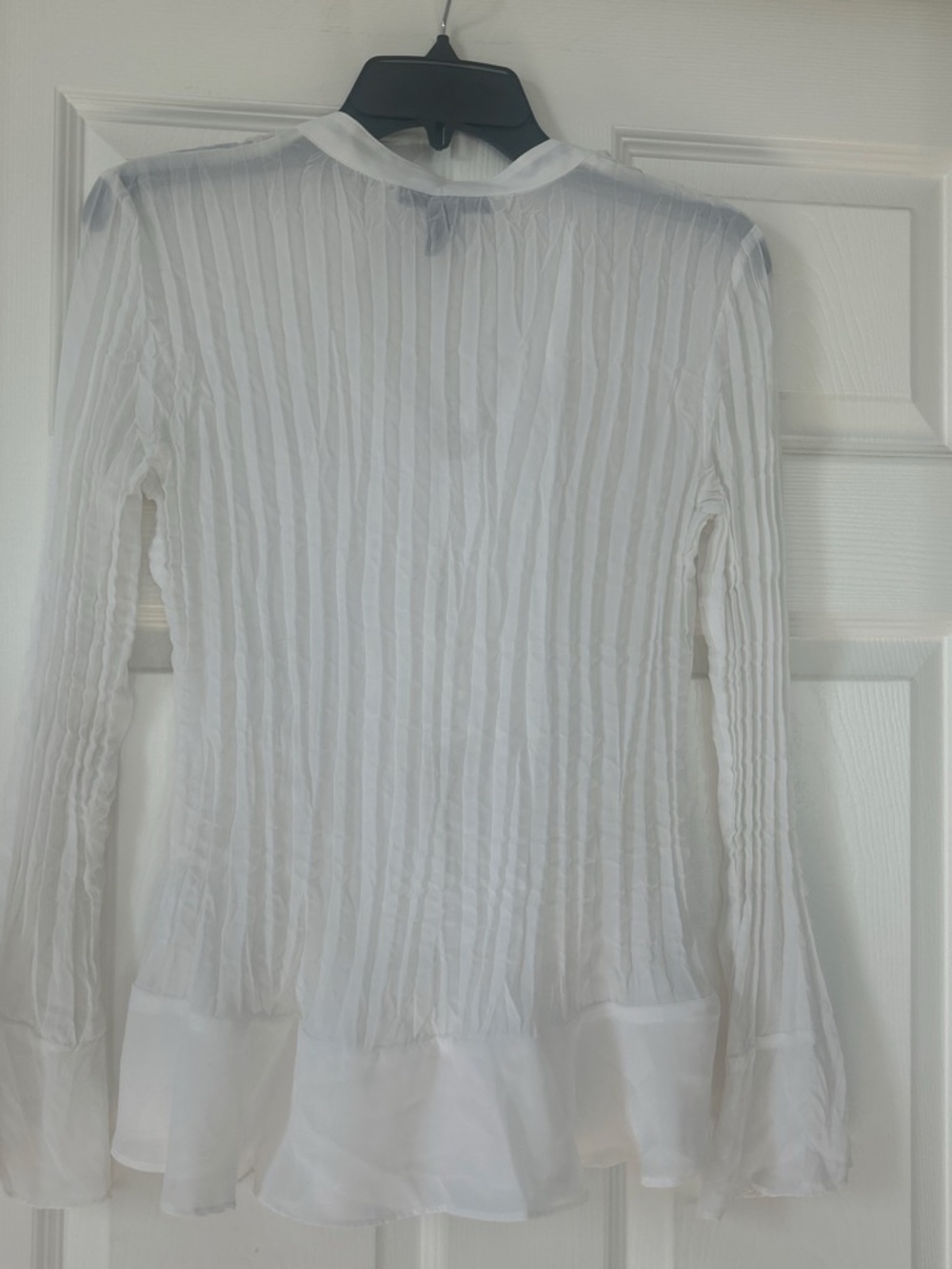 Style & Co. White Ruffle Front Sheer Blouse - Picture 2 of 2
